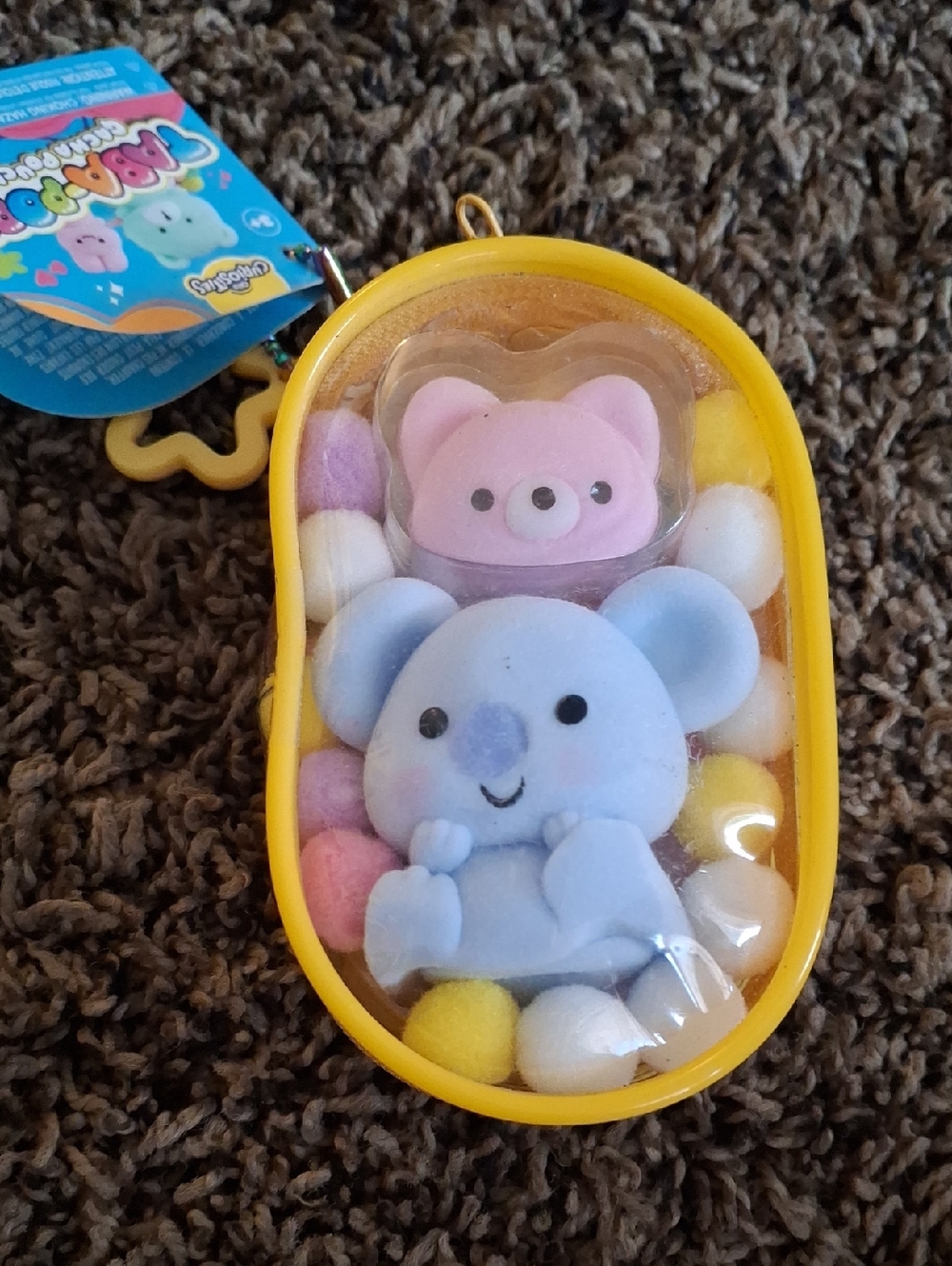 Squishmallows Yellow Case with Blue Koala and Pink Bear Minis